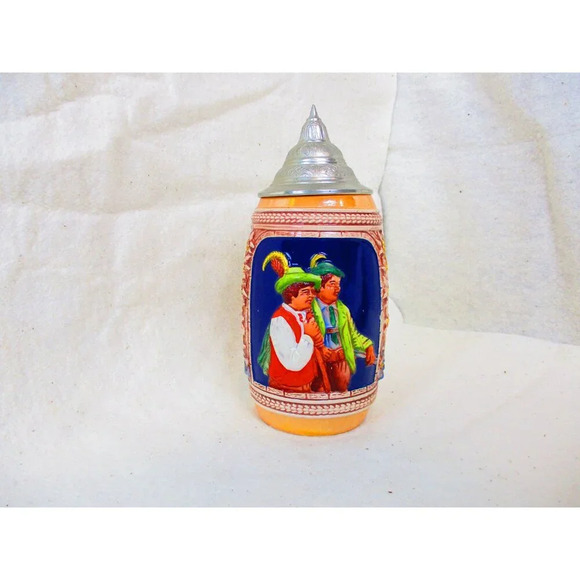 German stein pewter lid Beer Colorful German Beer Mug Pewter Lid Beer Mug - Picture 2 of 7